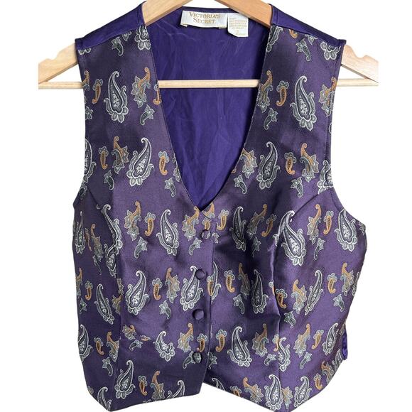 Victoria Secret Silk/Poly Size Small Women's Purple Vest Button Up - Picture 1 of 5